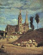  Jean Baptiste Camille  Corot Chartres Cathedral Spain oil painting artist